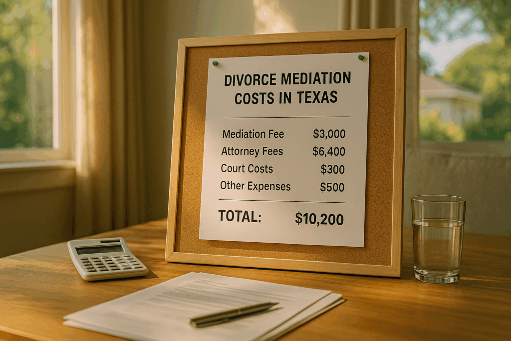 A breakdown of divorce mediation costs in Texas.