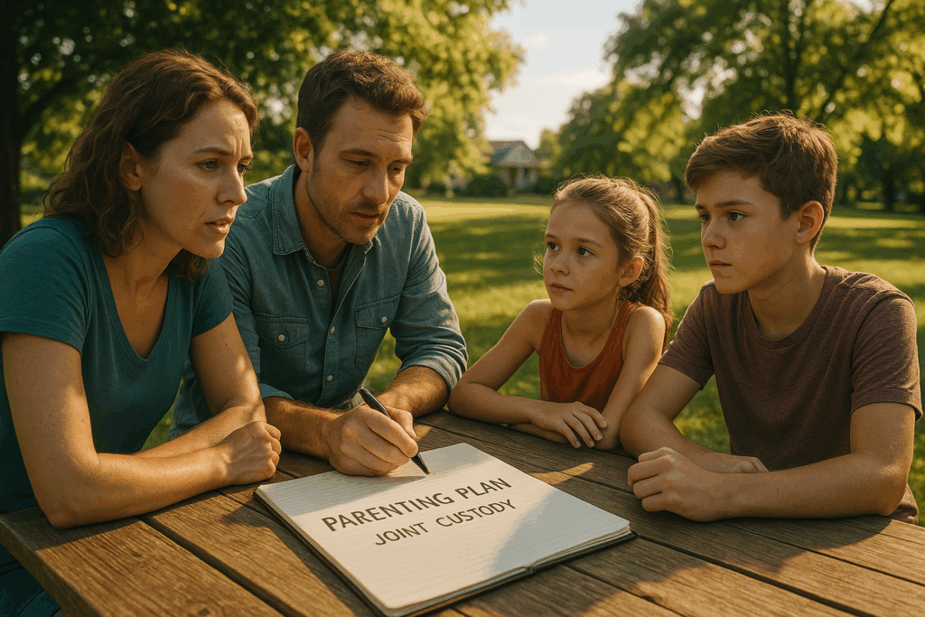 Creating a parenting plan for joint custody.