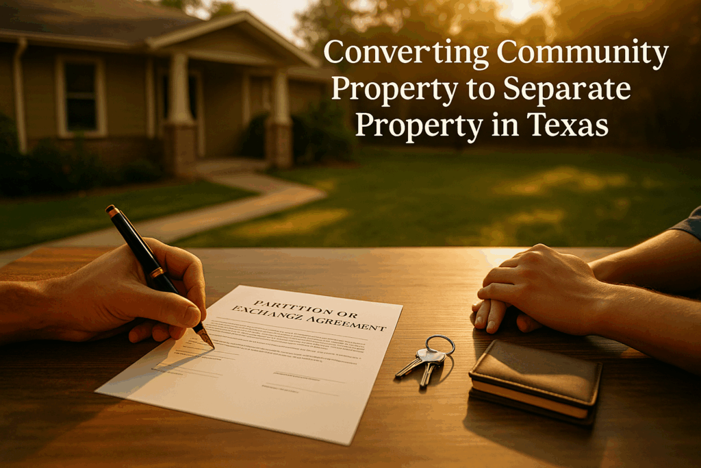 Converting community property to separate property in Texas.