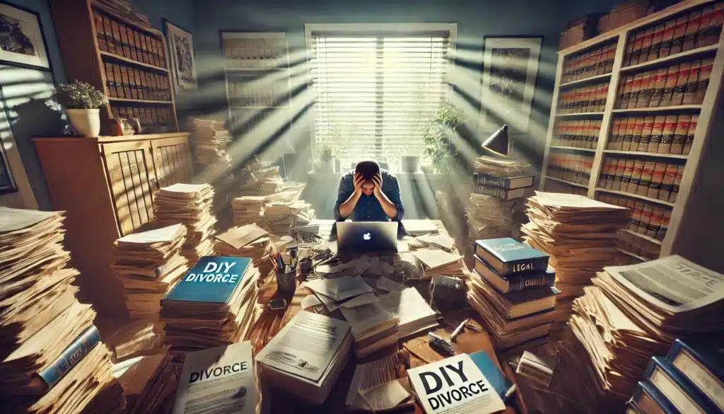 Illustration depicting challenges of DIY divorce.