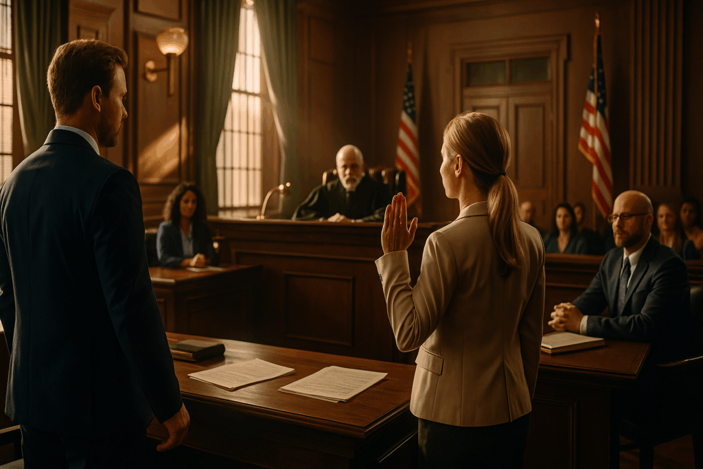 A courtroom scene illustrating parental rights protection.