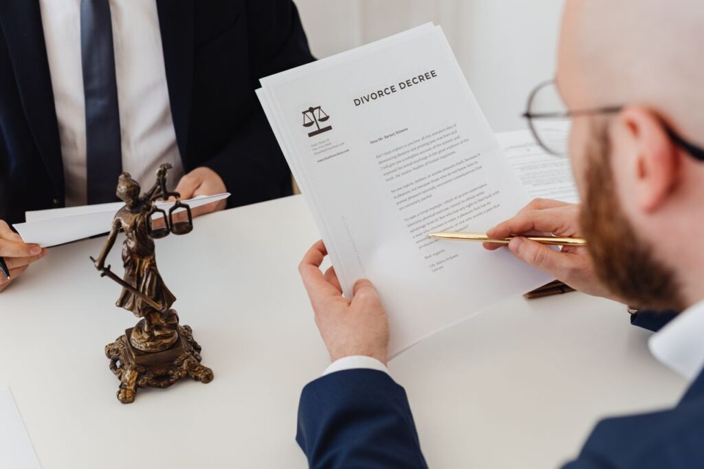 person reading a divorce decree
