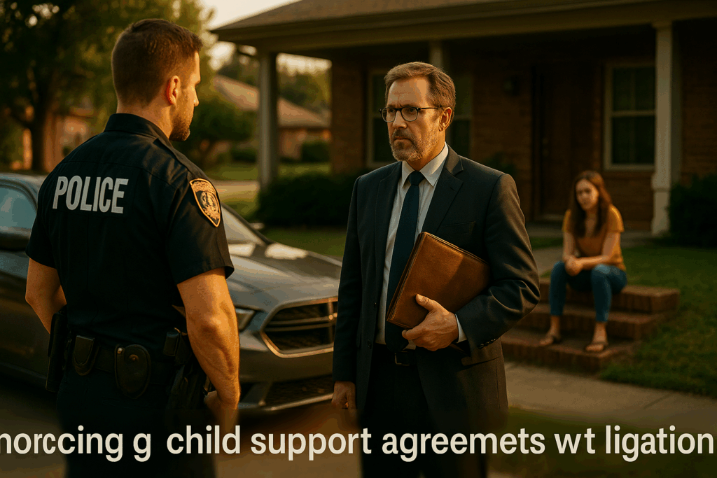 Enforcing child support agreements with legal action.