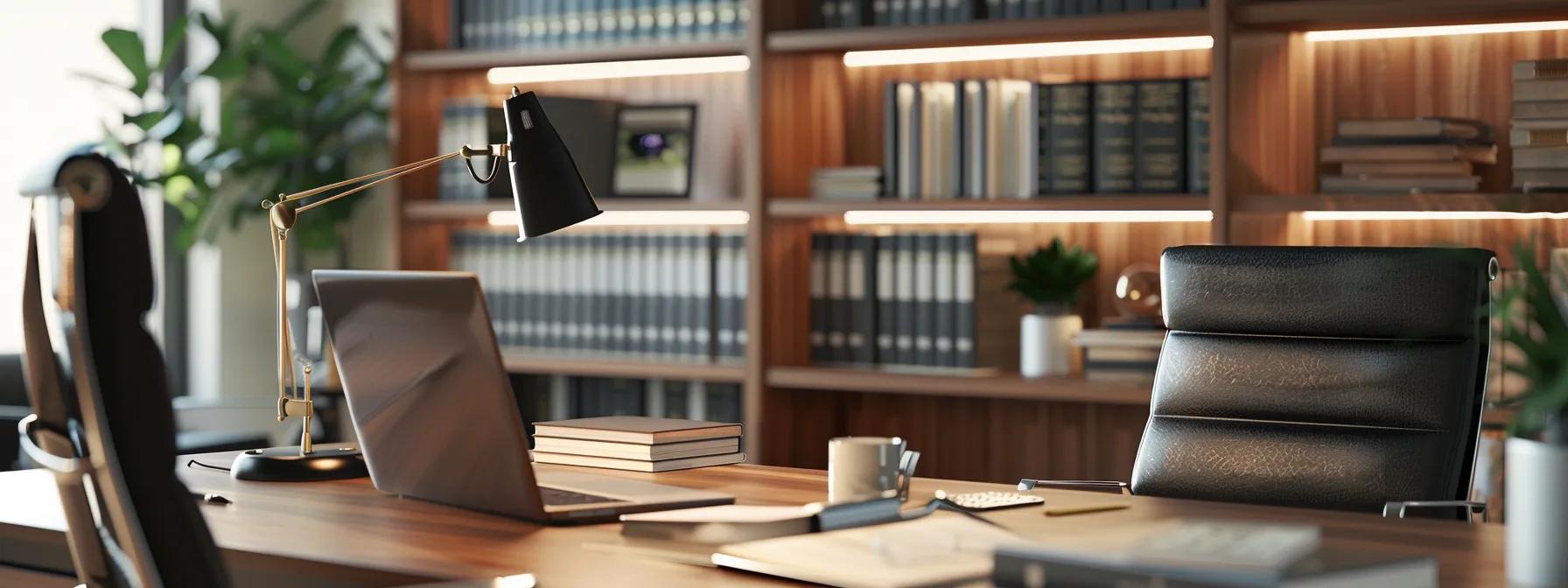 a focused scene in a modern law office features a texas custody agreement document prominently displayed on a sleek desk, surrounded by a laptop and a few legal books, symbolizing the formal process of creating custody arrangements after separation.