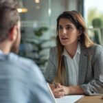 divorce attorney meeting with a client