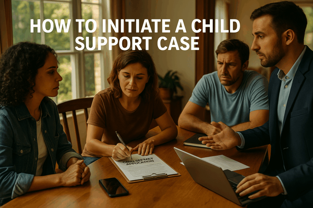 A visual guide on how to initiate a child support case.