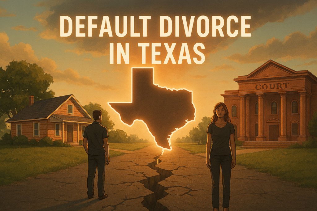 An illustration explaining default divorce in Texas.