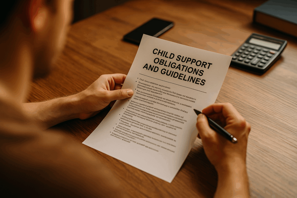 A person reviewing child support obligations and guidelines.