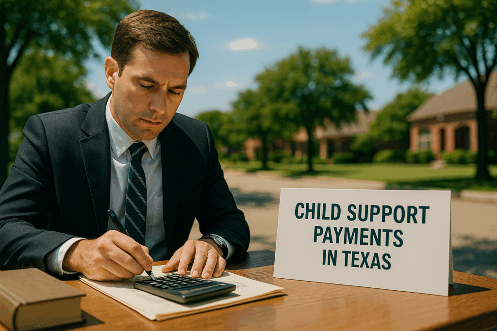 An attorney calculating child support payments in Texas.