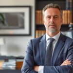 a poised texas divorce attorney confidently discusses spousal support factors in a sleek, modern office, with legal books and framed case studies strategically placed in the background, highlighting professionalism and expertise.