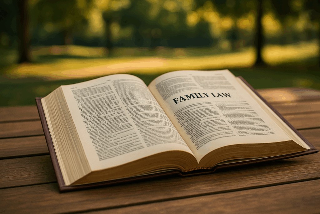 A legal book open to family law statutes.