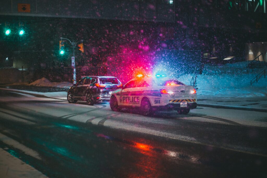 police car on the road