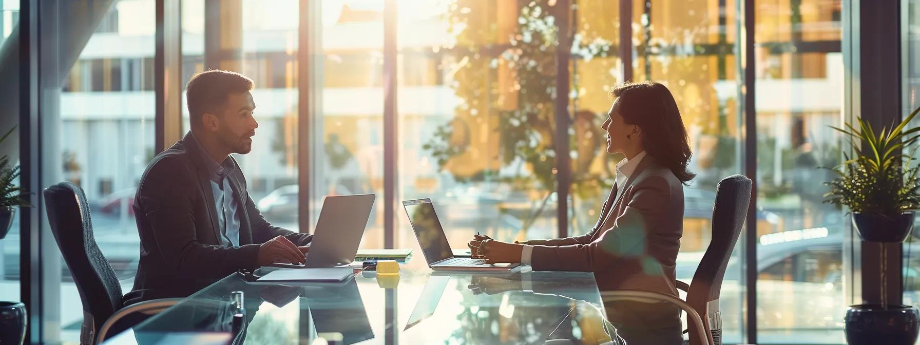 a focused negotiation scene in a modern office, featuring two professionals seated at a sleek glass table, intensely discussing a detailed divorce settlement agreement, with legal documents and a laptop open, surrounded by the muted tones of the room that highlight the gravity of the situation. a focused negotiation scene in a modern office, featuring two professionals seated at a sleek glass table, intensely discussing a detailed divorce settlement agreement, with legal documents and a laptop open, surrounded by the muted tones of the room that highlight the gravity of the situation.