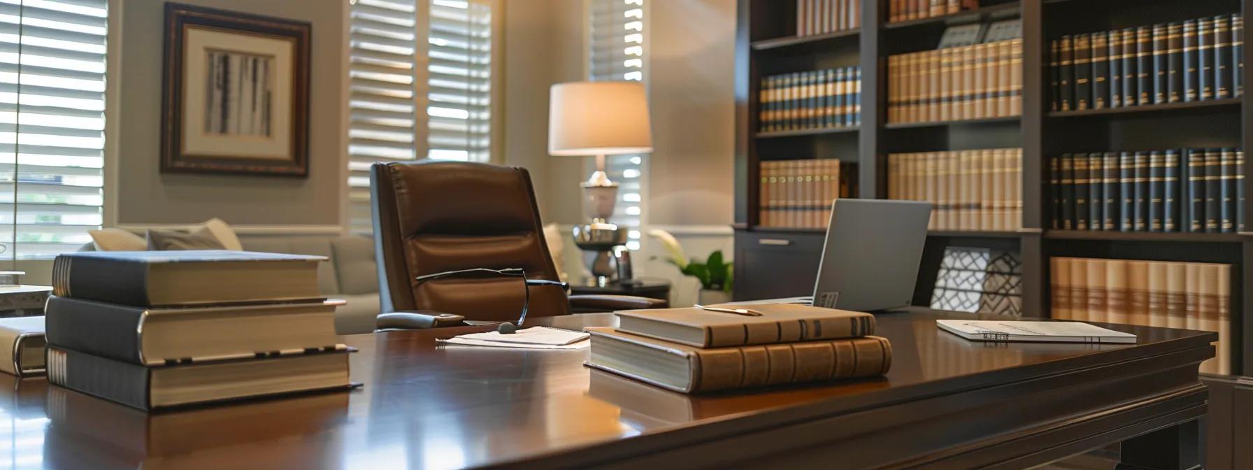 a modern texas law office, elegantly furnished, features a polished desk with open legal books and a sleek laptop, emphasizing a professional atmosphere where crucial discussions about asset protection during divorce unfold. a modern texas law office, elegantly furnished, features a polished desk with open legal books and a sleek laptop, emphasizing a professional atmosphere where crucial discussions about asset protection during divorce unfold.