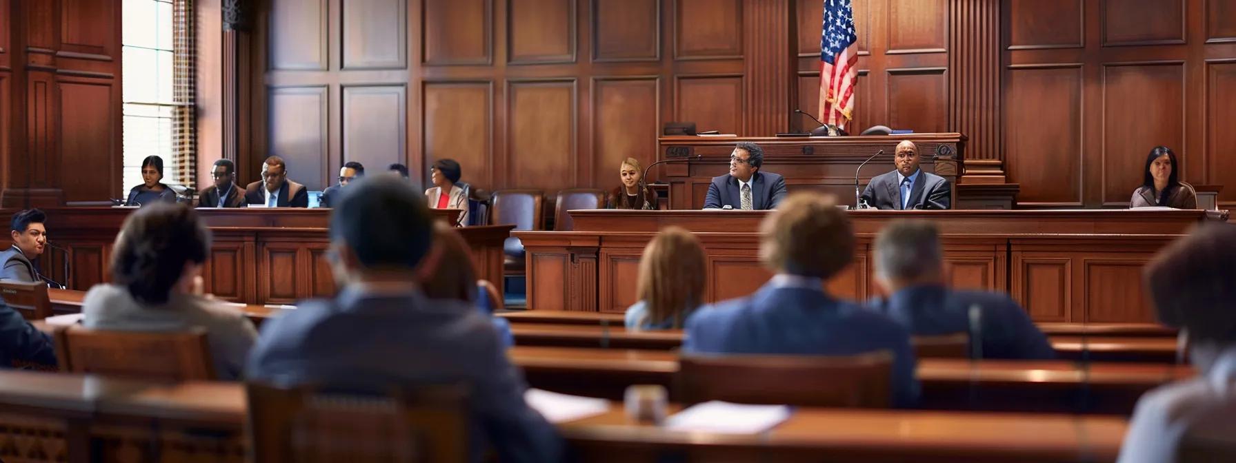 a focused courtroom scene depicts a judge presiding over a modification hearing for spousal support orders, with an attentive audience and legal documents prominently displayed, conveying the seriousness and complexity of financial circumstances in texas. a focused courtroom scene depicts a judge presiding over a modification hearing for spousal support orders, with an attentive audience and legal documents prominently displayed, conveying the seriousness and complexity of financial circumstances in texas.