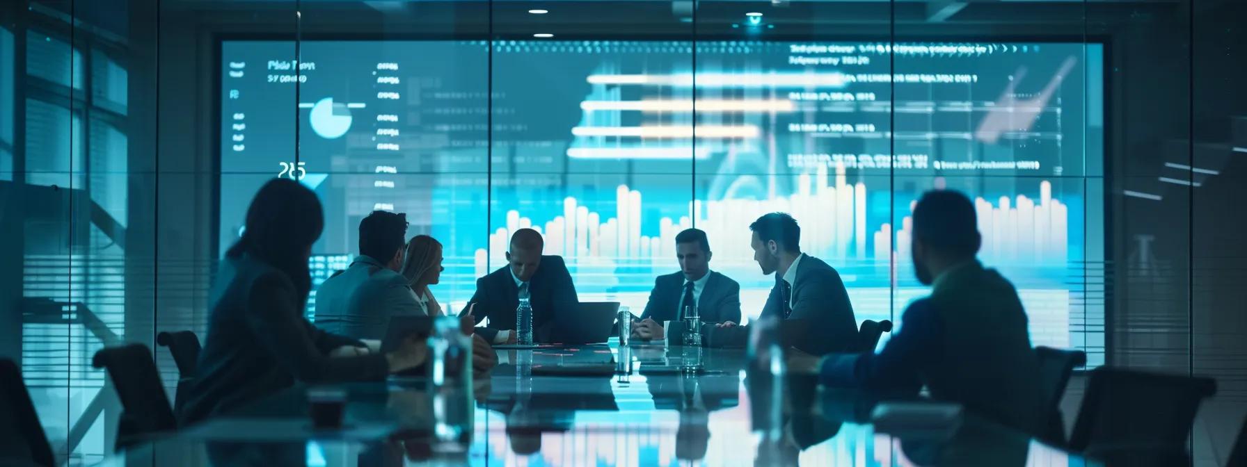 a focused corporate conference room showcases a diverse group of professionals engaged in a heated discussion around a sleek glass table, with charts and graphs detailing spousal support agreements projected on a high-tech screen, emphasizing the complex interplay between duration and payment terms. a focused corporate conference room showcases a diverse group of professionals engaged in a heated discussion around a sleek glass table, with charts and graphs detailing spousal support agreements projected on a high-tech screen, emphasizing the complex interplay between duration and payment terms.