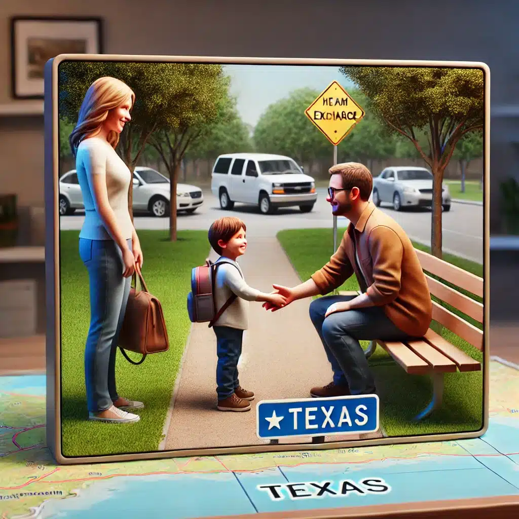 What should parents do about exchanging their children under a Texas standard possession order?