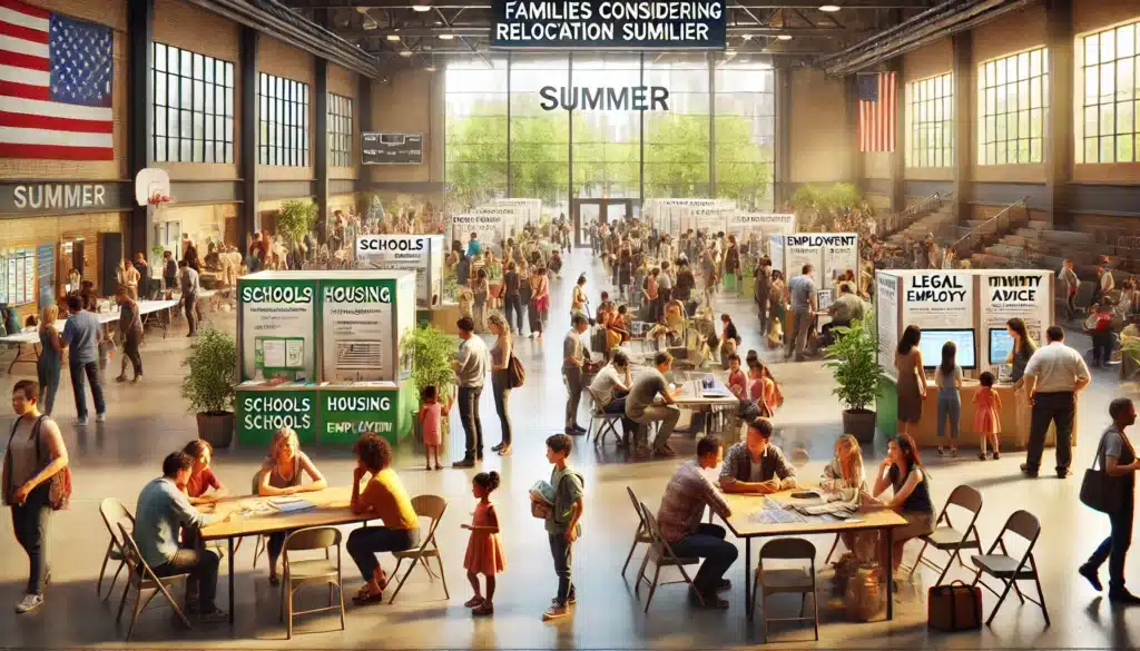 An illustration of resources for families considering relocation.