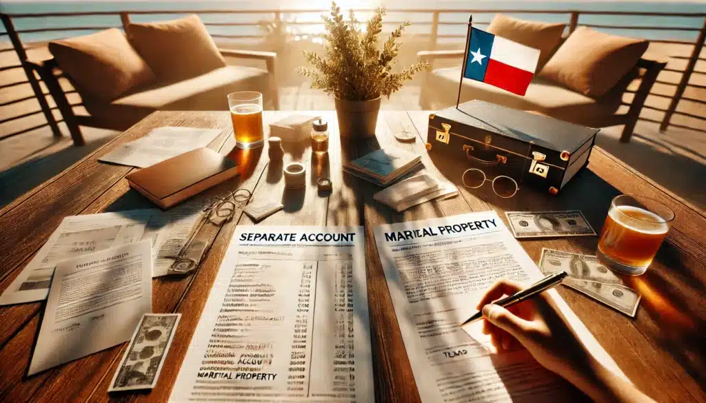 An illustration of separate bank accounts and their classification as marital property in Texas.