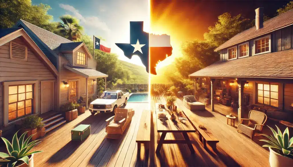 An illustration representing separate and community property in Texas.