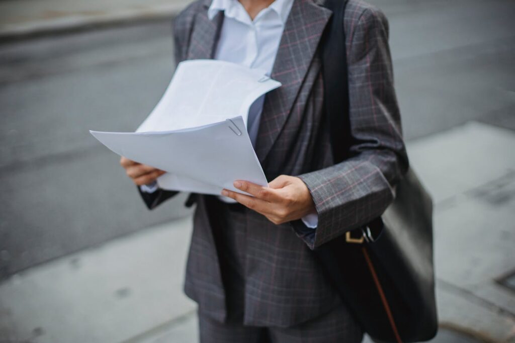 woman reading a document