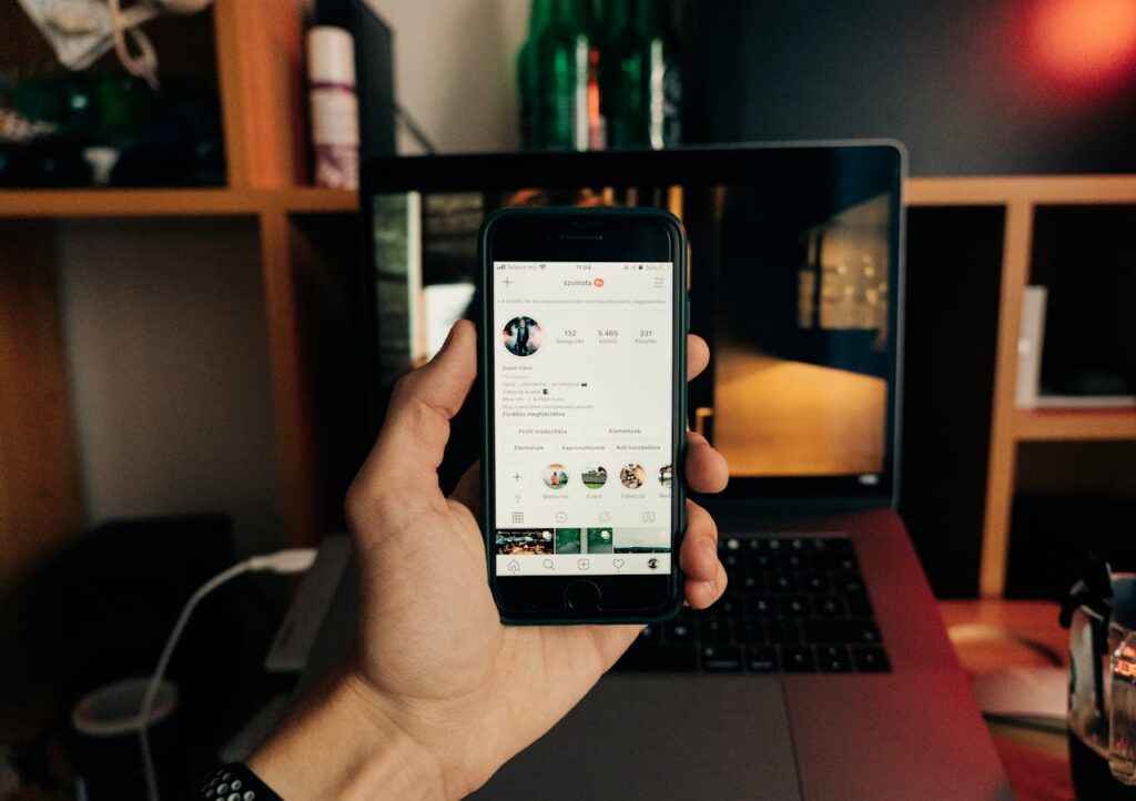 person checking a social media profile