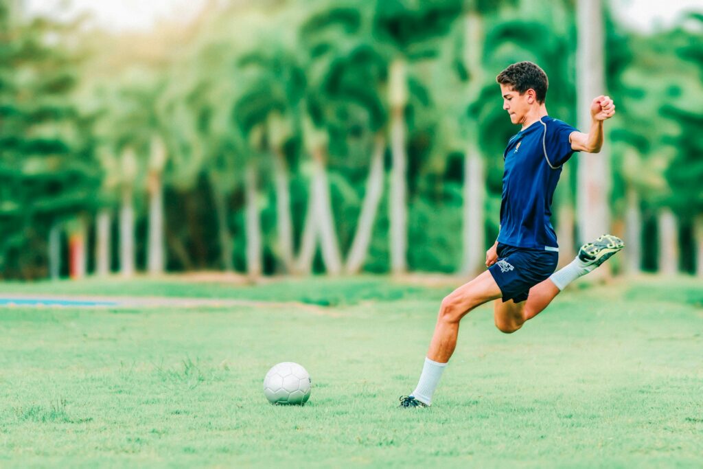 a man playing soccer