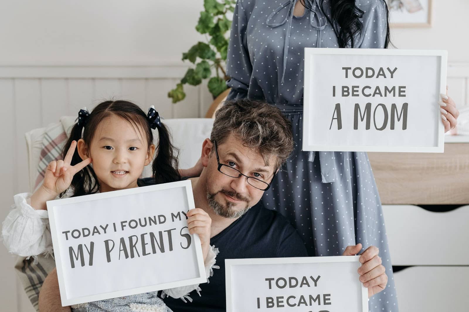 A new happy family after the adoption process