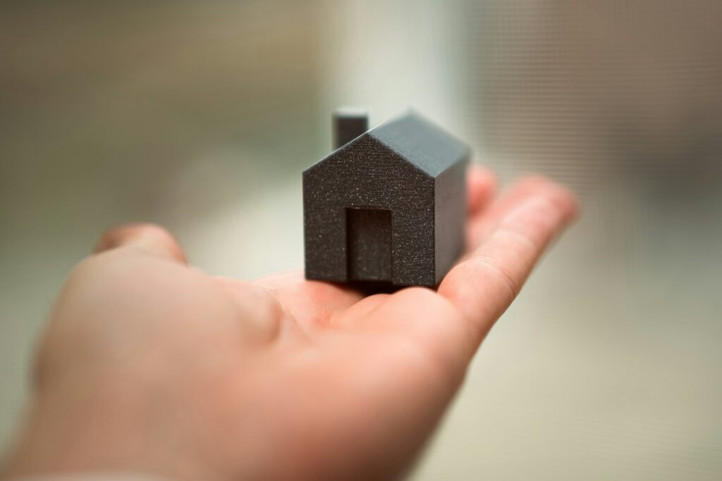 mini toy house on palm