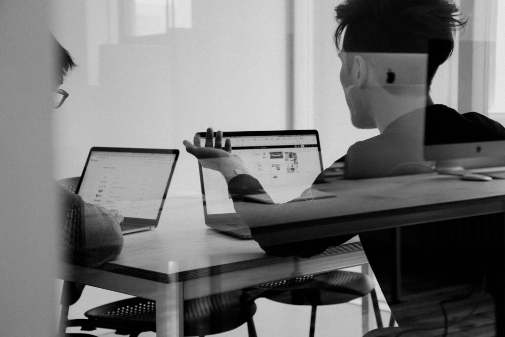 Two men having a business meeting