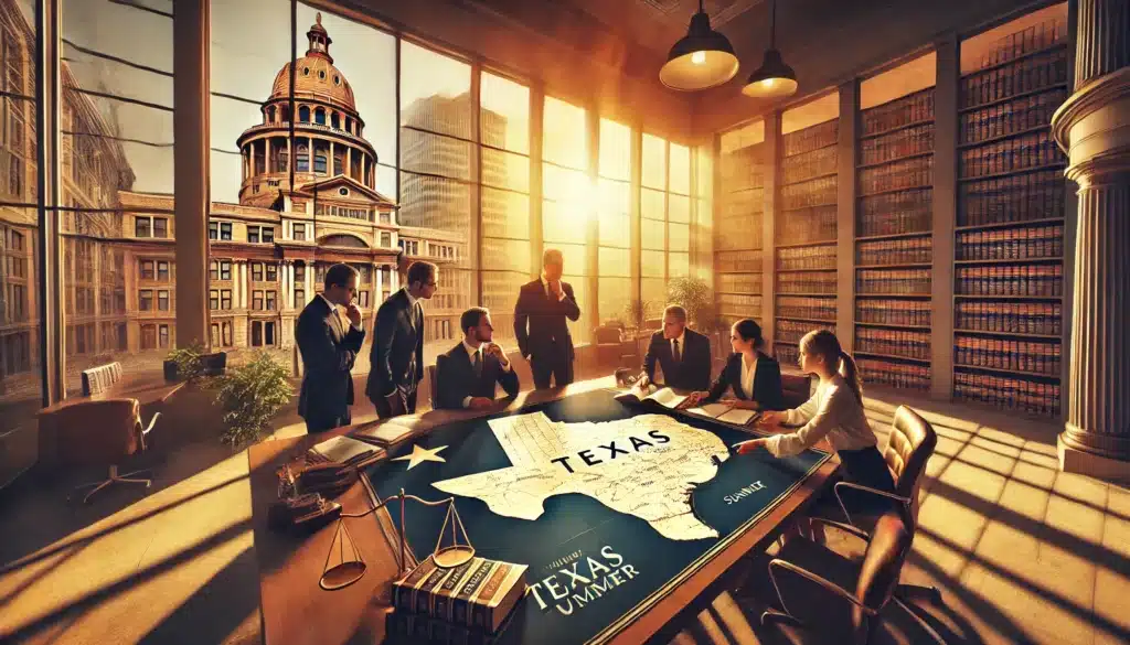 An illustration depicting the legal framework for child custody relocation in Texas.