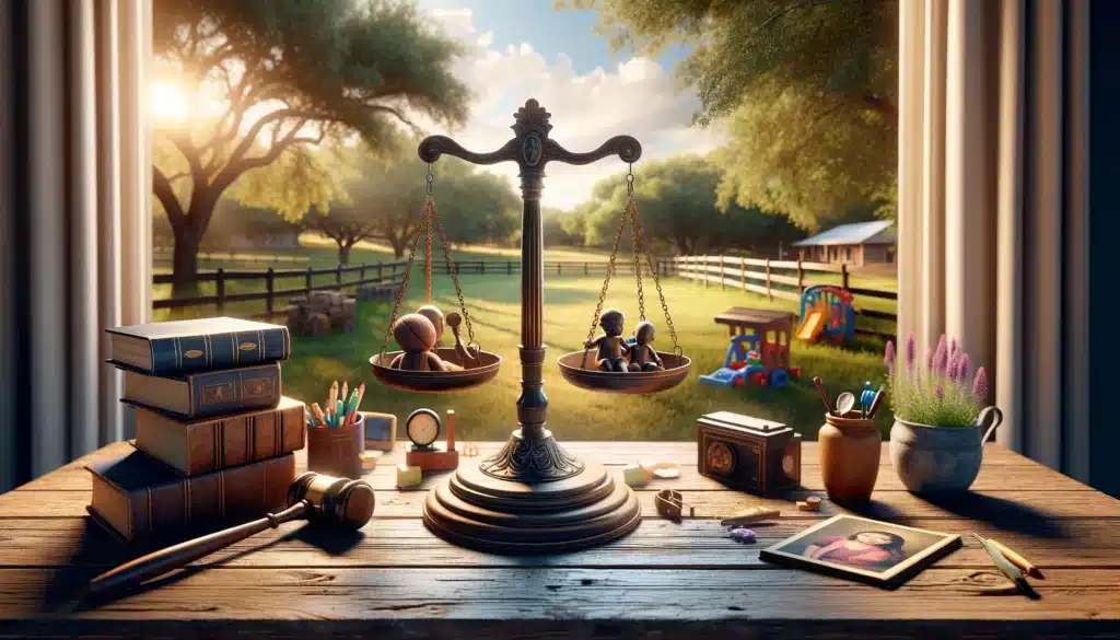 An illustration representing child custody arrangements in Texas.