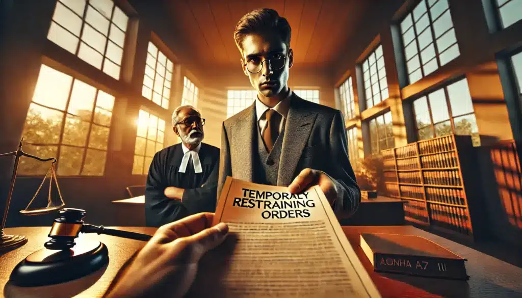 An illustration explaining the role of temporary restraining orders in custody cases.