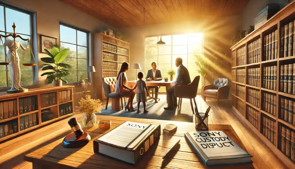 An illustration of resources and professional support for families in custody disputes.