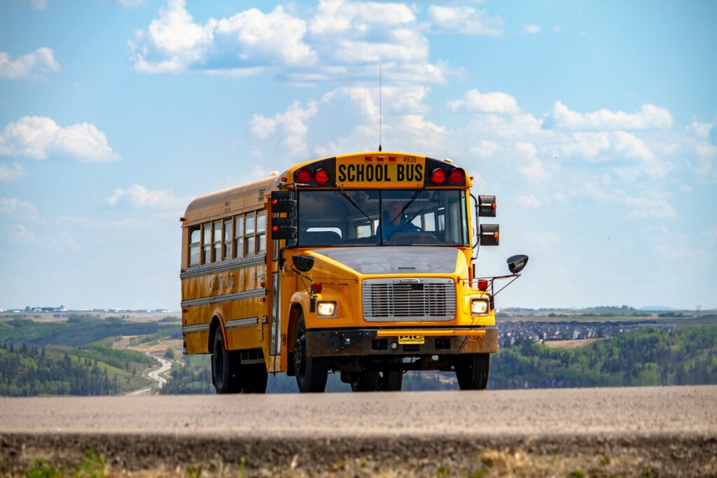 school bus on the road