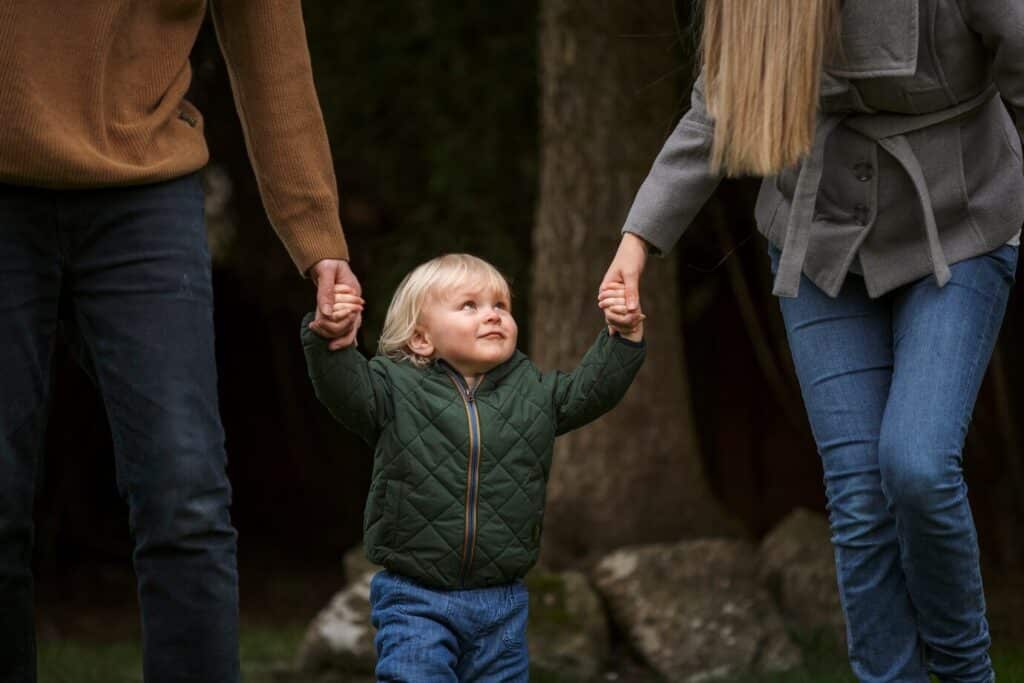Family of 3 walk in the park