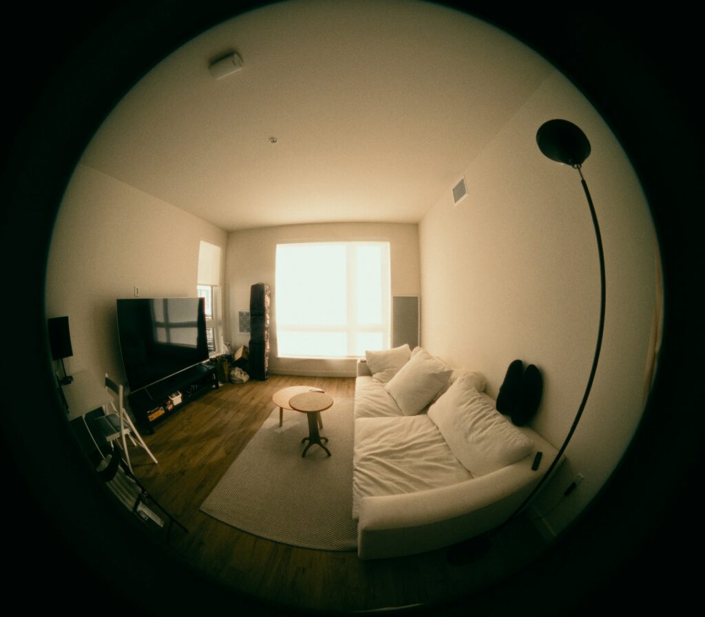living room as captured in a video