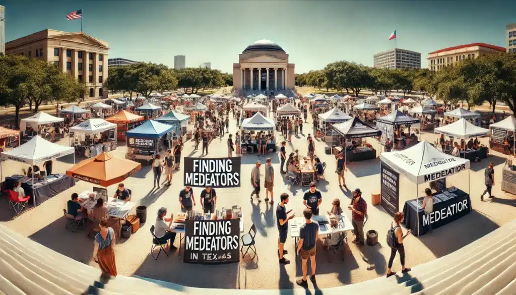Resources for Finding Mediators in Texas

In the wide expanse of Texas, resources for finding the right mediator are as plentiful as the stars at night. From personal recommendations gleaned at industry events to the sage advice from legal peers, every resource available can assist you in identifying a mediator who aligns with your case’s particular needs. Legal assistance hotlines and services offered by bar associations also provide a fertile ground for vetting potential mediators for their experience and credentials, ensuring you’re equipped with the knowledge to make an informed choice.

Accessing these diverse resources is paramount in finding a mediator who can facilitate not just a settlement, but an alternative dispute resolution that feels right for all parties involved.