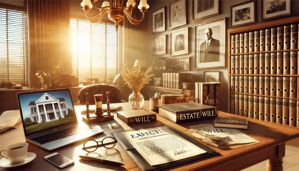 An illustration depicting the responsibilities of an executor in managing an estate.