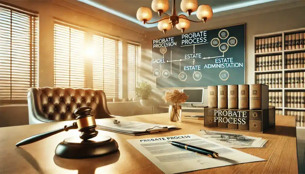 An illustration of the probate process with a focus on estate administration.