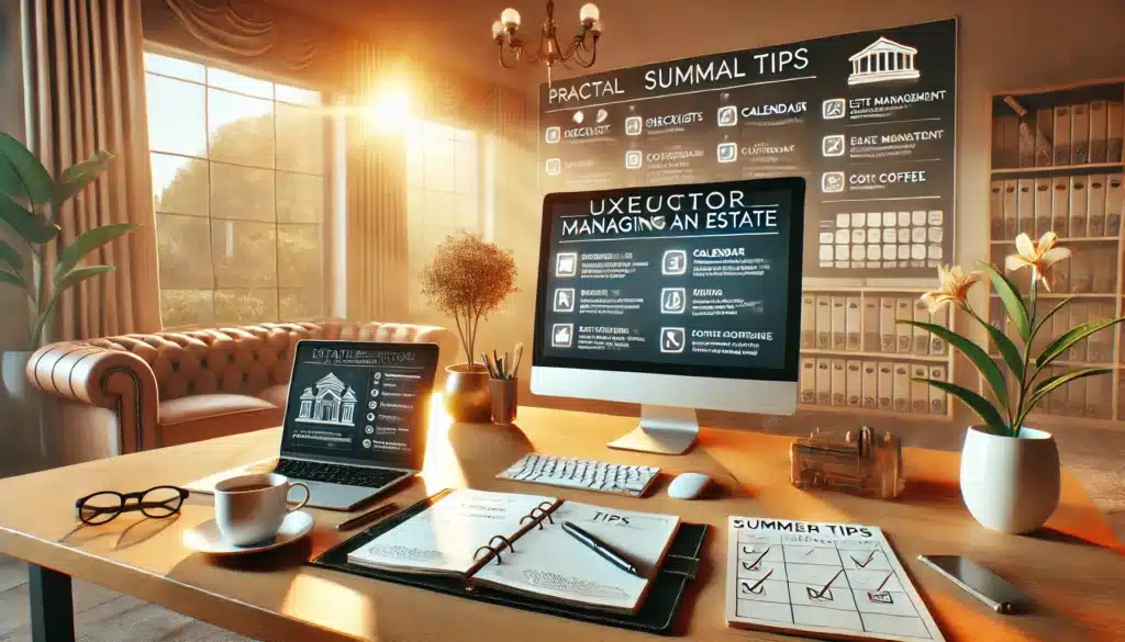 An illustration providing practical tips for executors managing an estate.