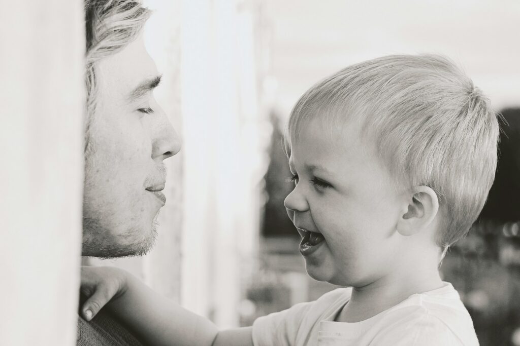 parent and child looking at each other