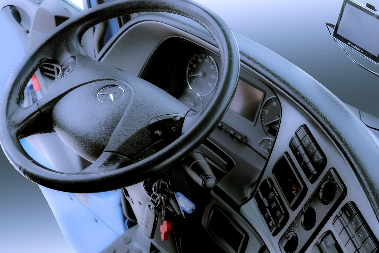 Car interior focused on wheels and keys