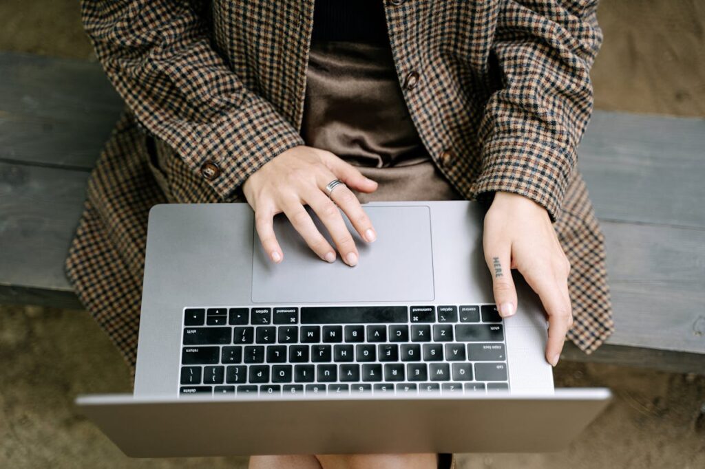 person using laptop