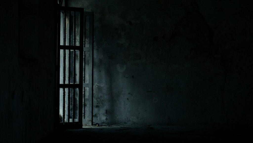 dark room with window open
