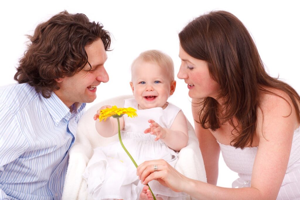 family with baby in the middle
