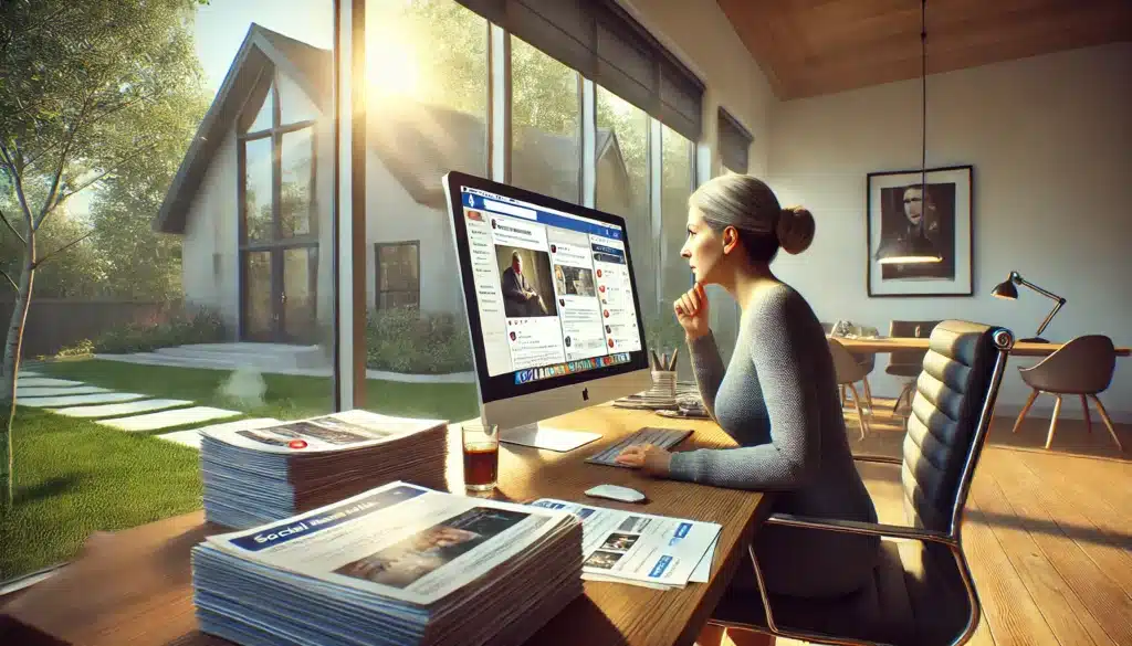 A creative representation of social media's role in divorce cases.