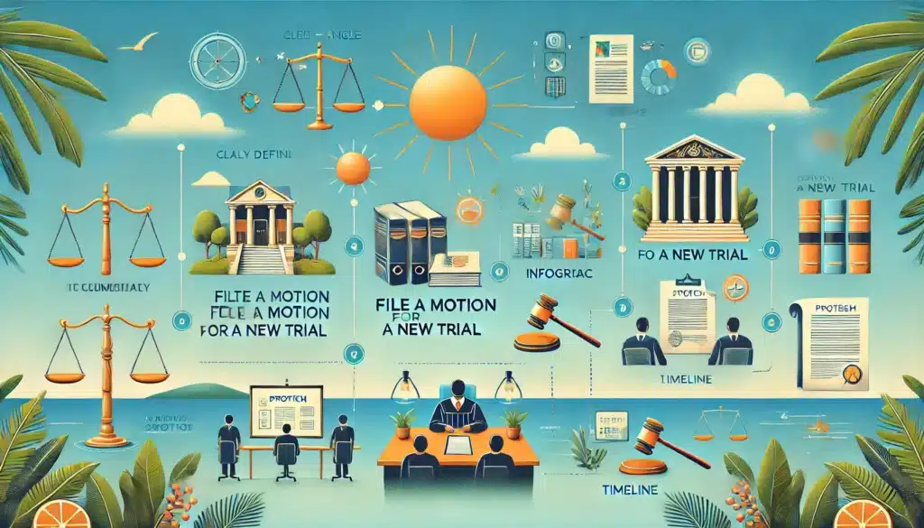A step-by-step illustration of the process to file a motion for new trial.
