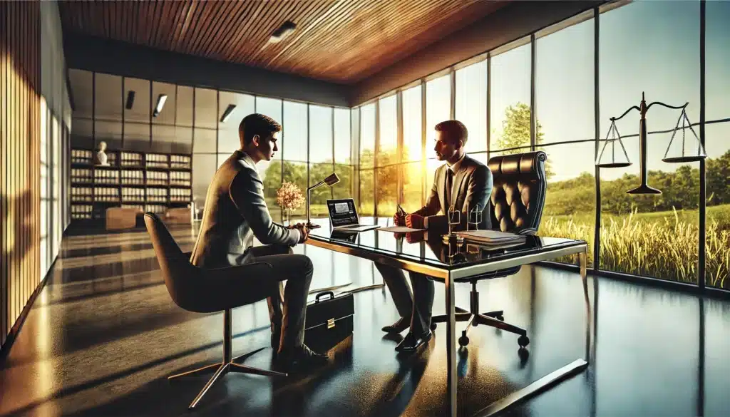 An illustration of a family law attorney assisting a client