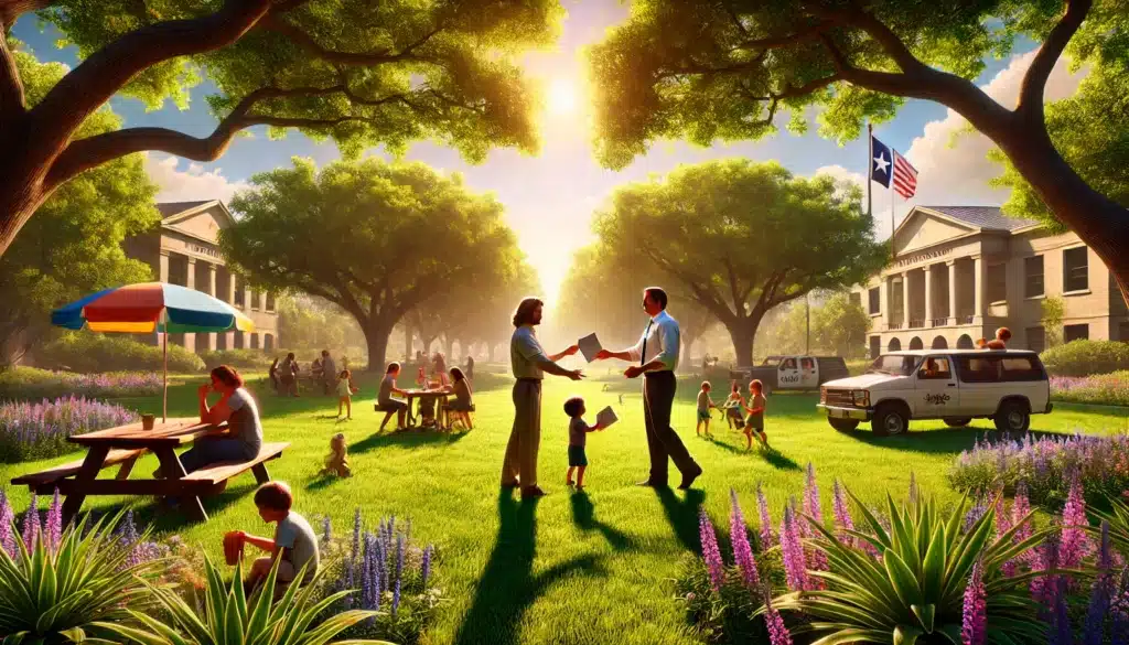 Illustration of a family with a child receiving support